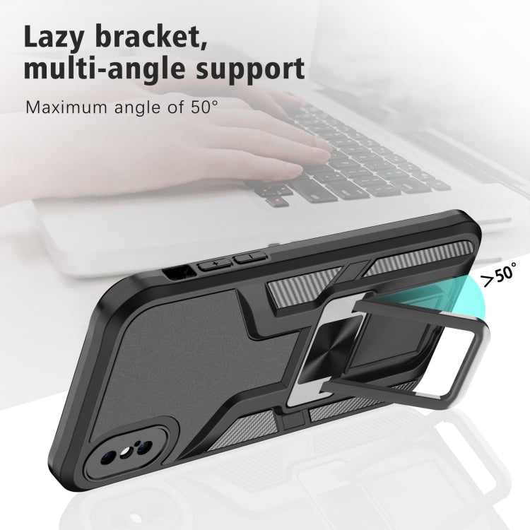 For iPhone XS Max Armor 2 in 1 PC + TPU Magnetic Shockproof Case with Foldable Holder