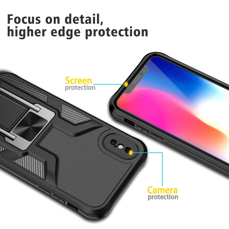 For iPhone XS Max Armor 2 in 1 PC + TPU Magnetic Shockproof Case with Foldable Holder