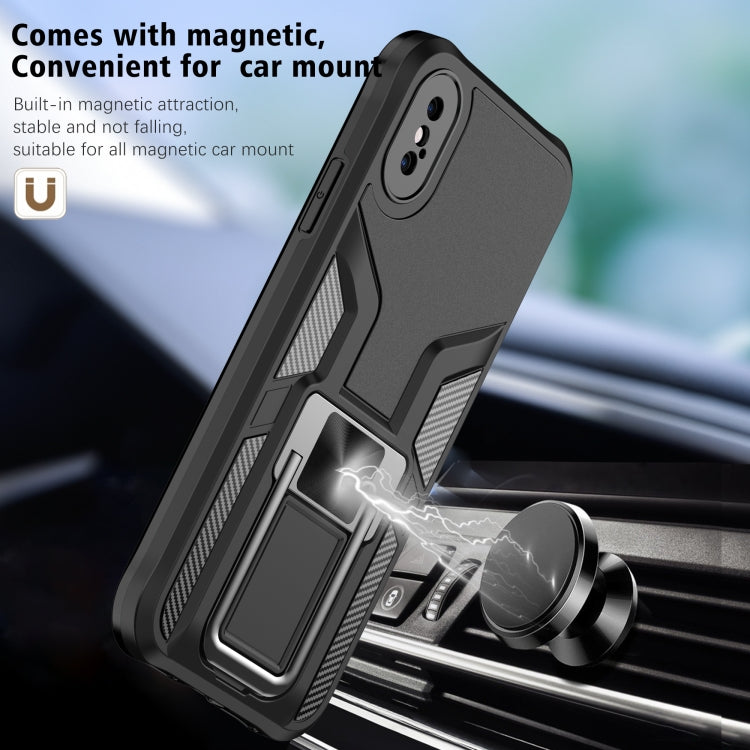 For iPhone XS Max Armor 2 in 1 PC + TPU Magnetic Shockproof Case with Foldable Holder