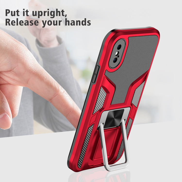 For iPhone XS Max Armor 2 in 1 PC + TPU Magnetic Shockproof Case with Foldable Holder