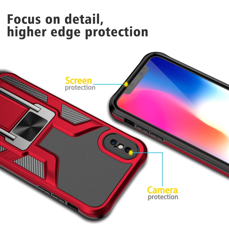 For iPhone XS Max Armor 2 in 1 PC + TPU Magnetic Shockproof Case with Foldable Holder