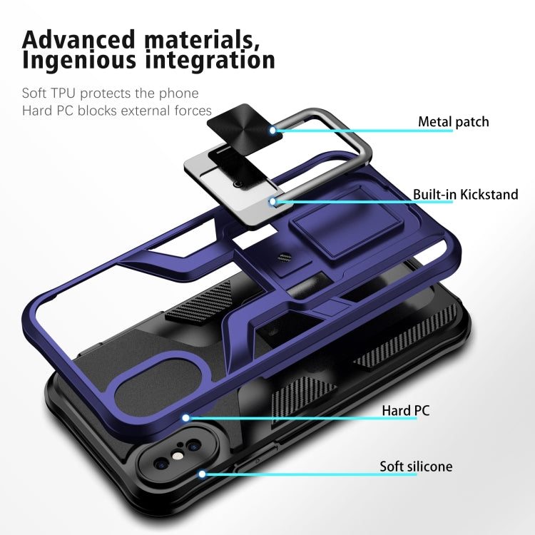 For iPhone XS Max Armor 2 in 1 PC + TPU Magnetic Shockproof Case with Foldable Holder