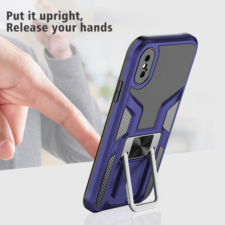 For iPhone XS Max Armor 2 in 1 PC + TPU Magnetic Shockproof Case with Foldable Holder