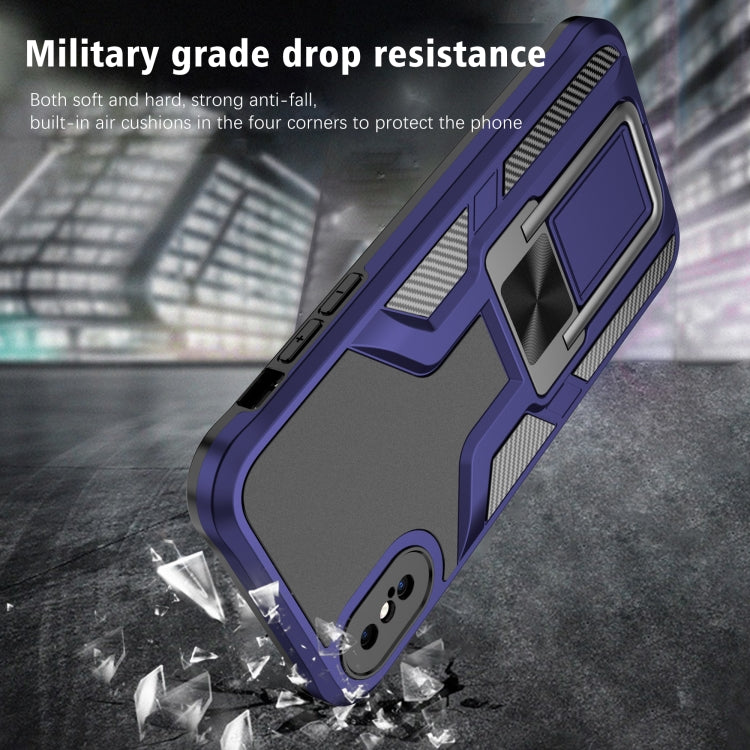 For iPhone XS Max Armor 2 in 1 PC + TPU Magnetic Shockproof Case with Foldable Holder
