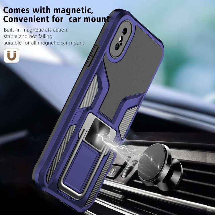 For iPhone XS Max Armor 2 in 1 PC + TPU Magnetic Shockproof Case with Foldable Holder