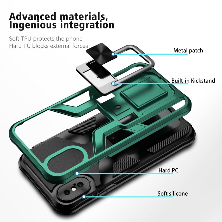 For iPhone XS Max Armor 2 in 1 PC + TPU Magnetic Shockproof Case with Foldable Holder