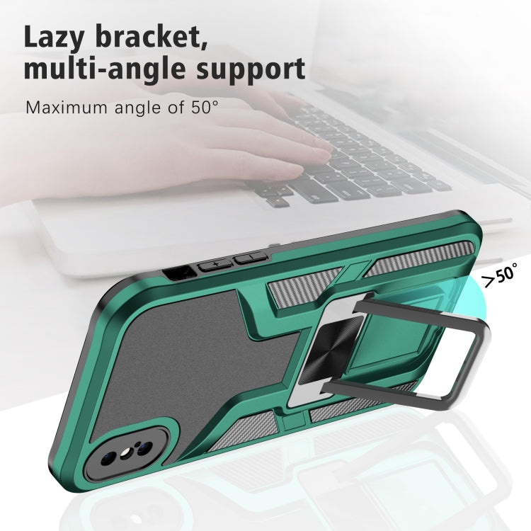 For iPhone XS Max Armor 2 in 1 PC + TPU Magnetic Shockproof Case with Foldable Holder