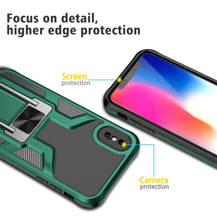 For iPhone XS Max Armor 2 in 1 PC + TPU Magnetic Shockproof Case with Foldable Holder