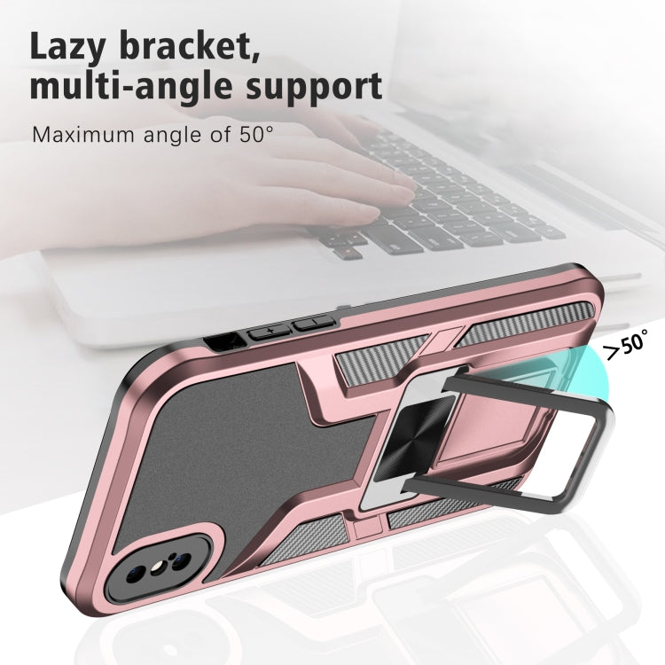 For iPhone XS Max Armor 2 in 1 PC + TPU Magnetic Shockproof Case with Foldable Holder