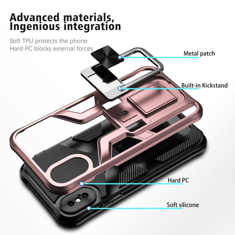 For iPhone XS Max Armor 2 in 1 PC + TPU Magnetic Shockproof Case with Foldable Holder