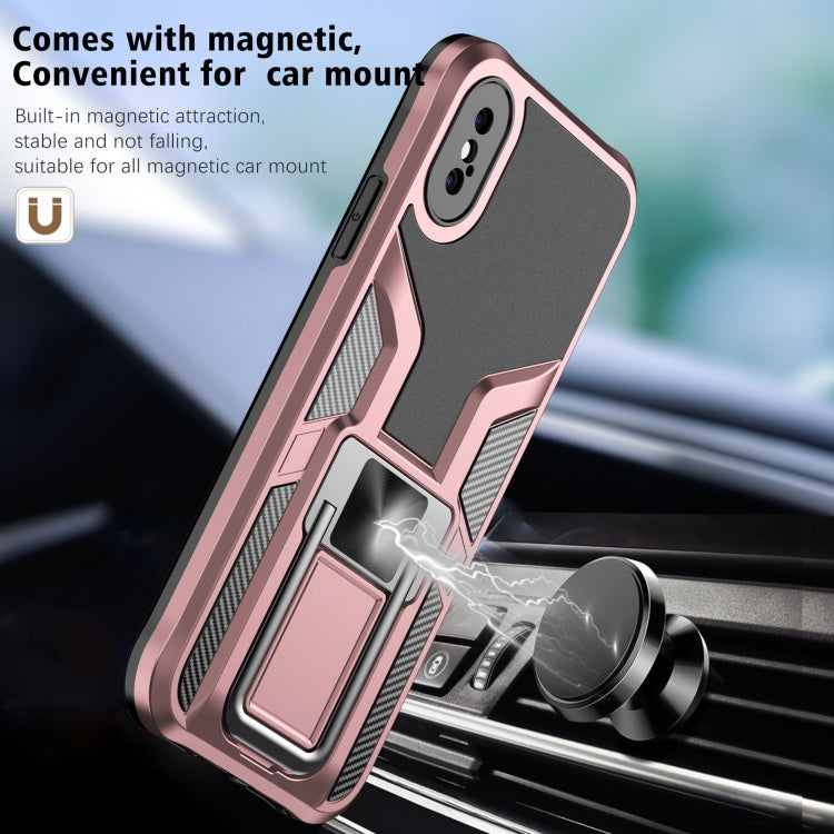 For iPhone XS Max Armor 2 in 1 PC + TPU Magnetic Shockproof Case with Foldable Holder
