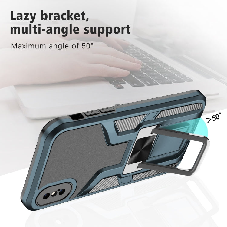 For iPhone XS Max Armor 2 in 1 PC + TPU Magnetic Shockproof Case with Foldable Holder