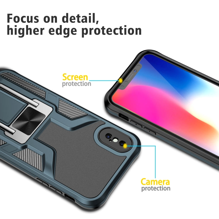 For iPhone XS Max Armor 2 in 1 PC + TPU Magnetic Shockproof Case with Foldable Holder