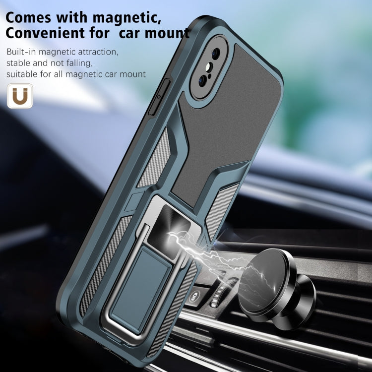 For iPhone XS Max Armor 2 in 1 PC + TPU Magnetic Shockproof Case with Foldable Holder