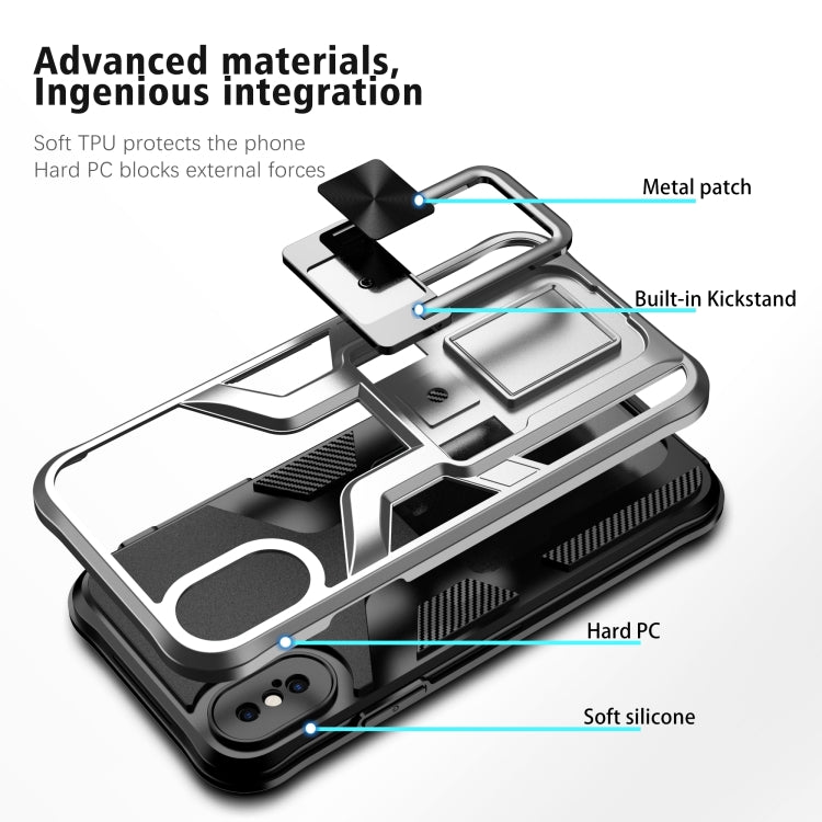 For iPhone XS Max Armor 2 in 1 PC + TPU Magnetic Shockproof Case with Foldable Holder