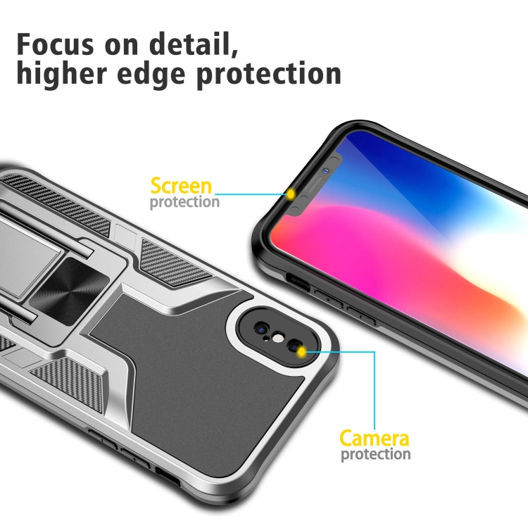 For iPhone XS Max Armor 2 in 1 PC + TPU Magnetic Shockproof Case with Foldable Holder