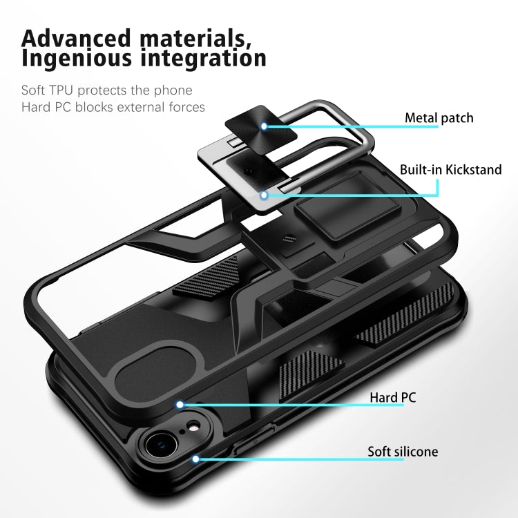 For iPhone XR Armor 2 in 1 PC + TPU Magnetic Shockproof Case with Foldable Holder