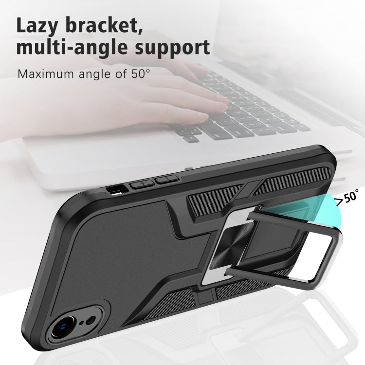 For iPhone XR Armor 2 in 1 PC + TPU Magnetic Shockproof Case with Foldable Holder