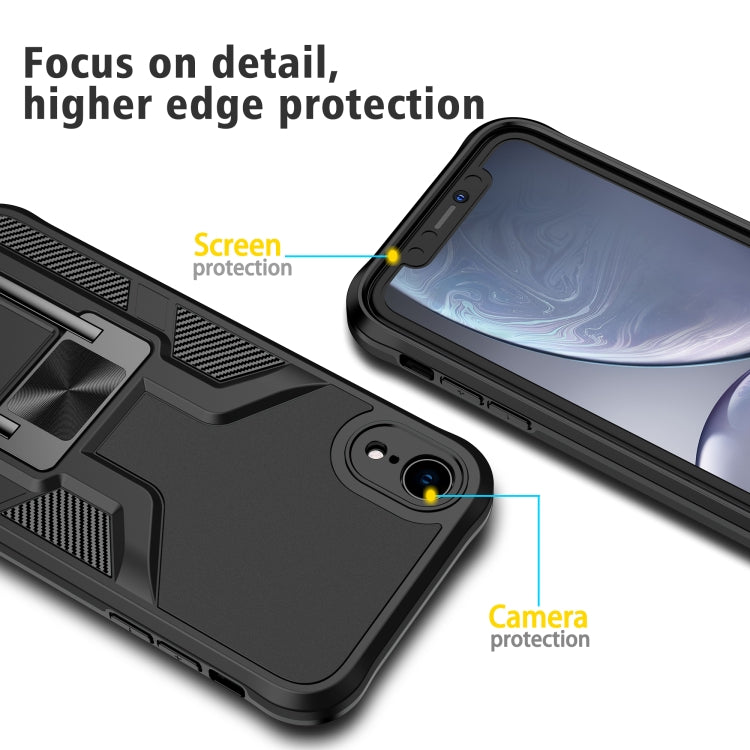 For iPhone XR Armor 2 in 1 PC + TPU Magnetic Shockproof Case with Foldable Holder