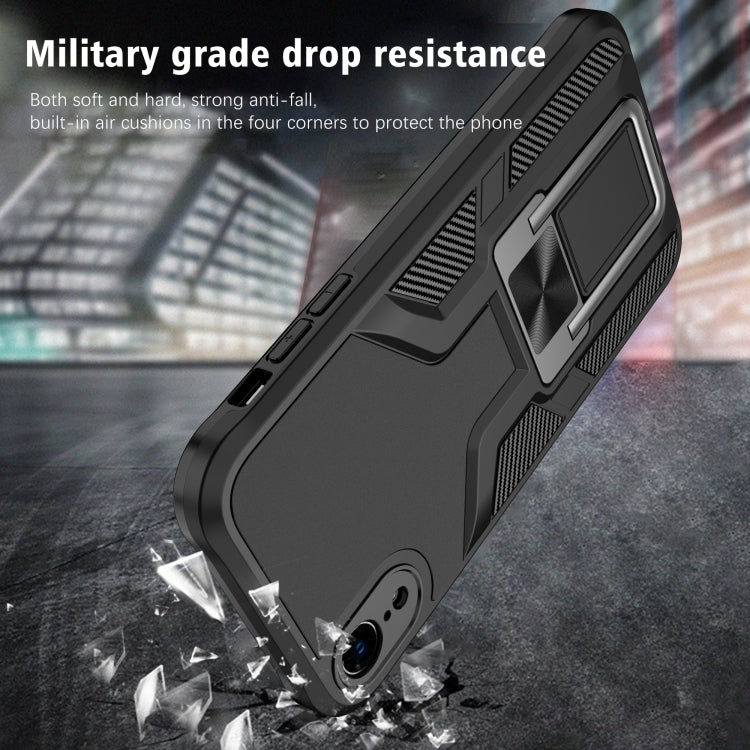 For iPhone XR Armor 2 in 1 PC + TPU Magnetic Shockproof Case with Foldable Holder