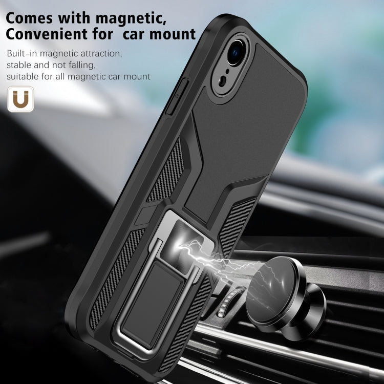For iPhone XR Armor 2 in 1 PC + TPU Magnetic Shockproof Case with Foldable Holder