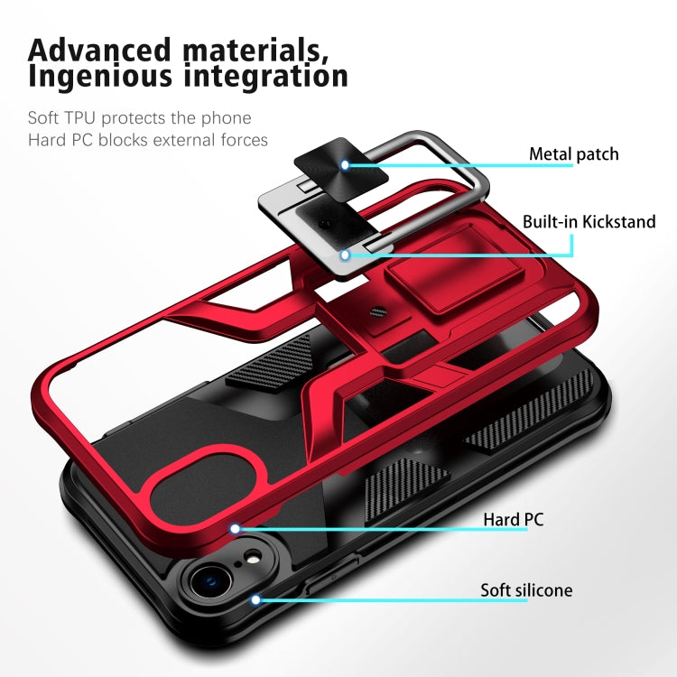 For iPhone XR Armor 2 in 1 PC + TPU Magnetic Shockproof Case with Foldable Holder