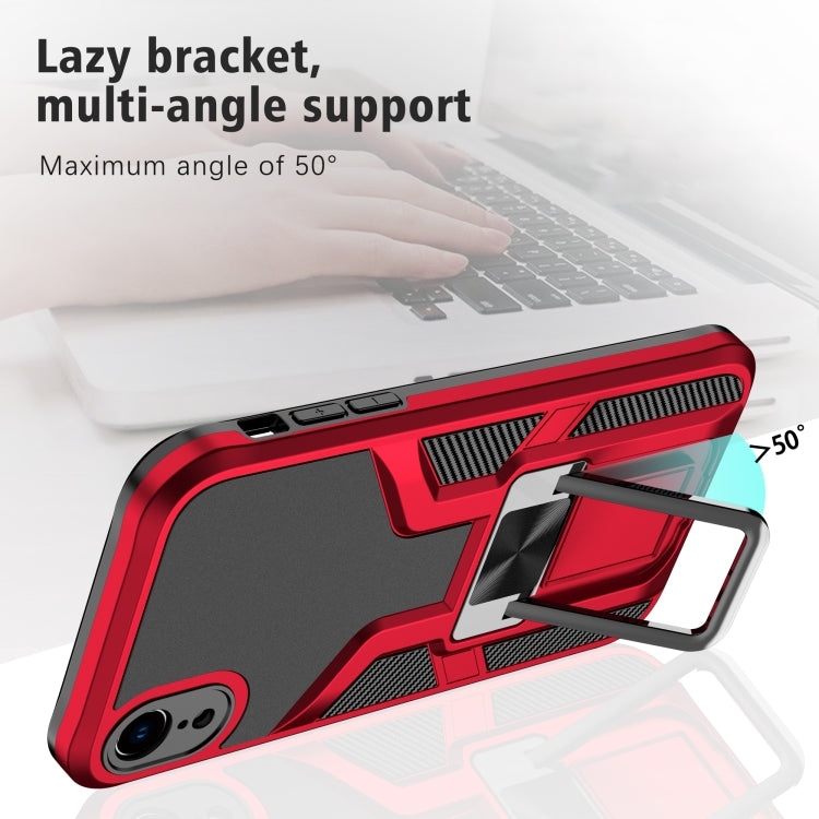 For iPhone XR Armor 2 in 1 PC + TPU Magnetic Shockproof Case with Foldable Holder