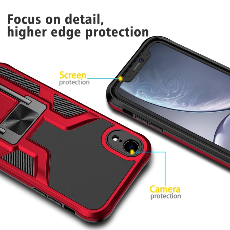 For iPhone XR Armor 2 in 1 PC + TPU Magnetic Shockproof Case with Foldable Holder