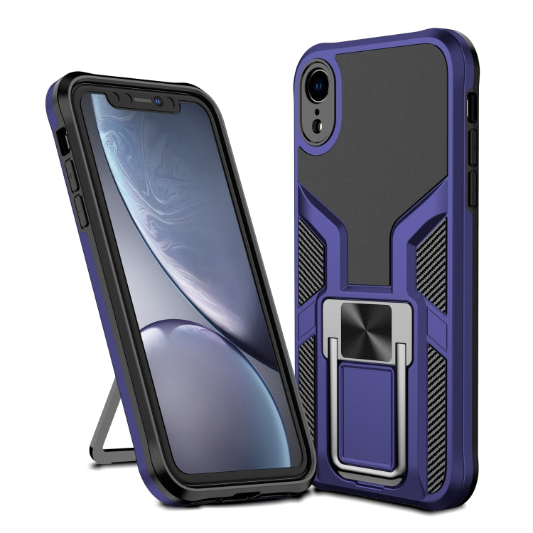 For iPhone XR Armor 2 in 1 PC + TPU Magnetic Shockproof Case with Foldable Holder