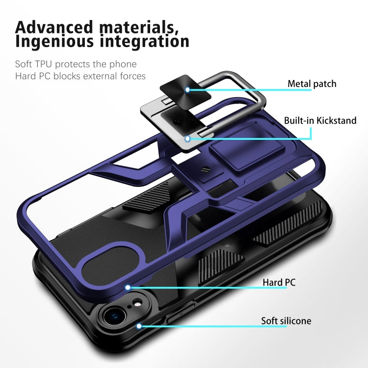 For iPhone XR Armor 2 in 1 PC + TPU Magnetic Shockproof Case with Foldable Holder
