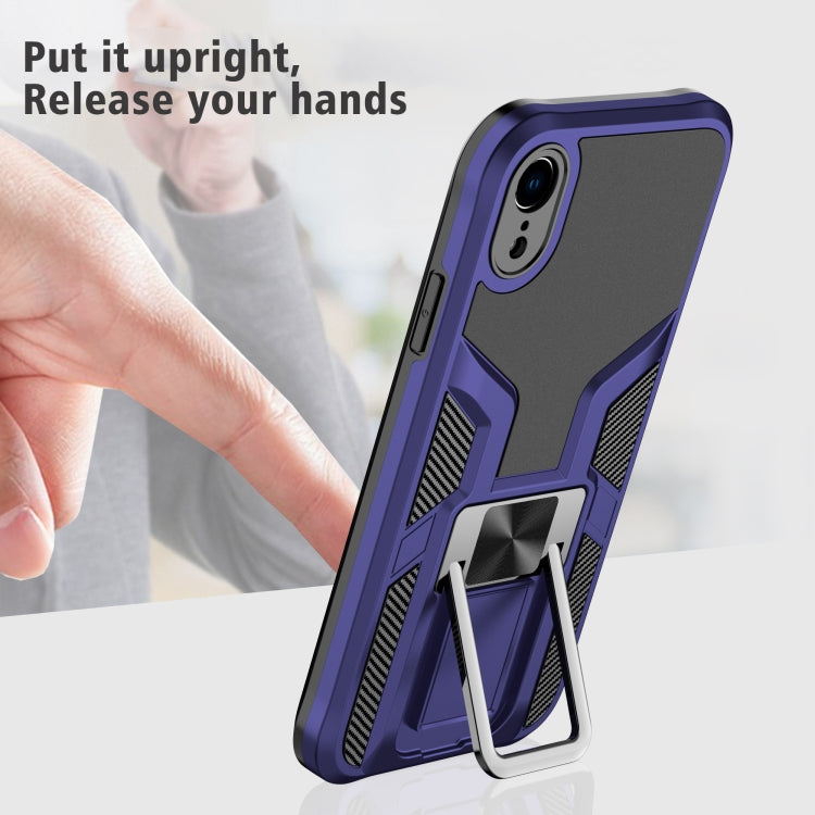 For iPhone XR Armor 2 in 1 PC + TPU Magnetic Shockproof Case with Foldable Holder