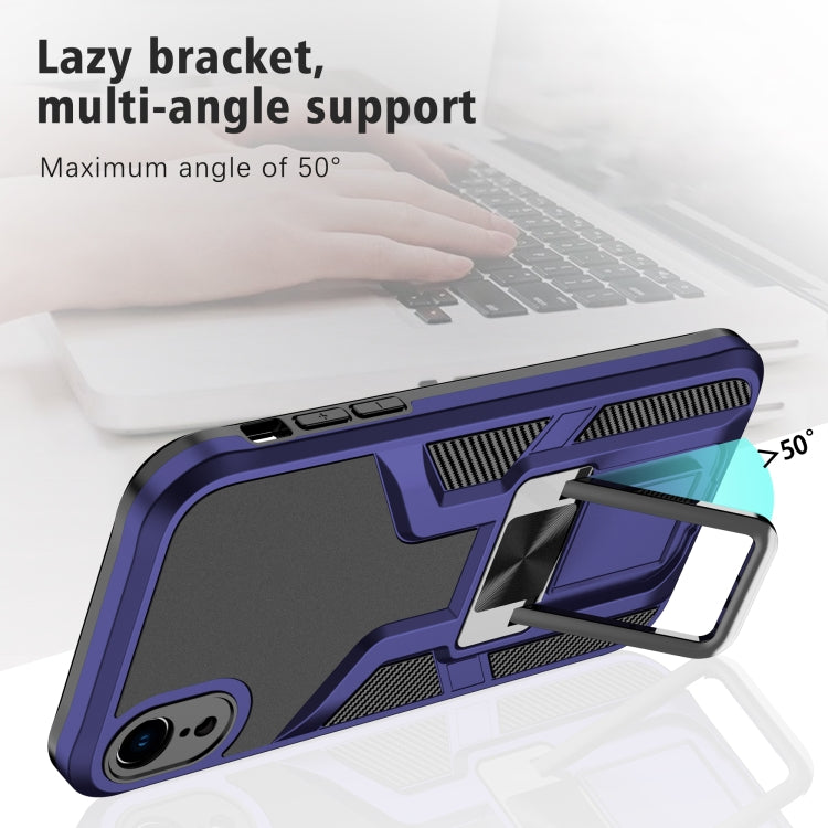 For iPhone XR Armor 2 in 1 PC + TPU Magnetic Shockproof Case with Foldable Holder