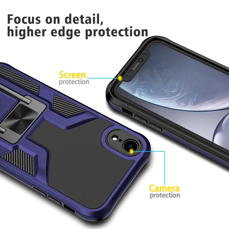 For iPhone XR Armor 2 in 1 PC + TPU Magnetic Shockproof Case with Foldable Holder