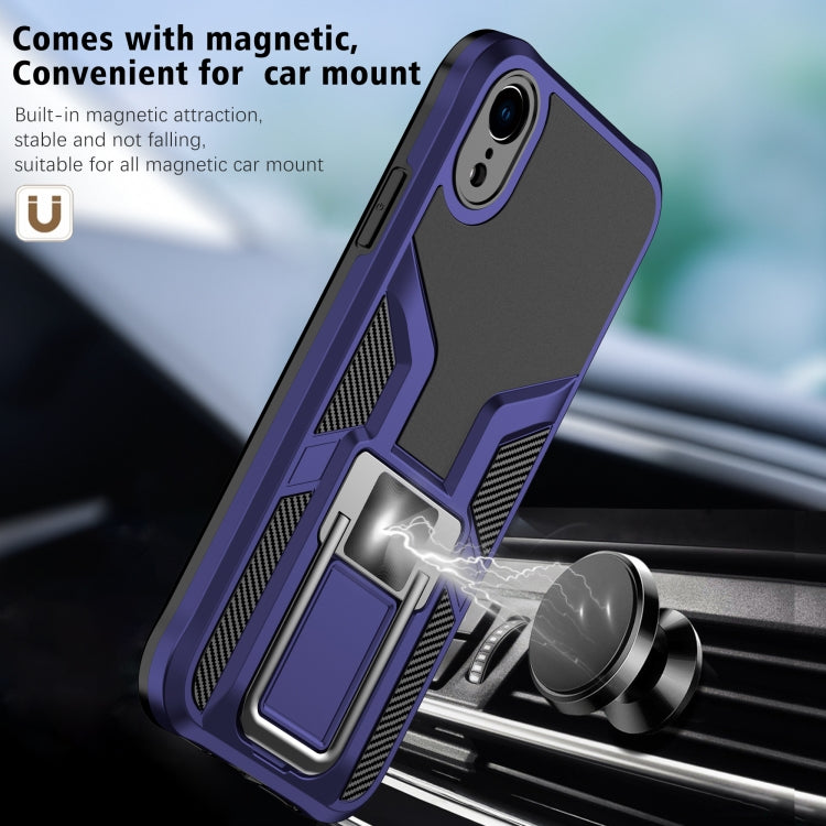 For iPhone XR Armor 2 in 1 PC + TPU Magnetic Shockproof Case with Foldable Holder