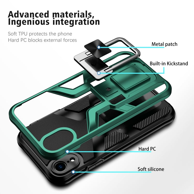 For iPhone XR Armor 2 in 1 PC + TPU Magnetic Shockproof Case with Foldable Holder