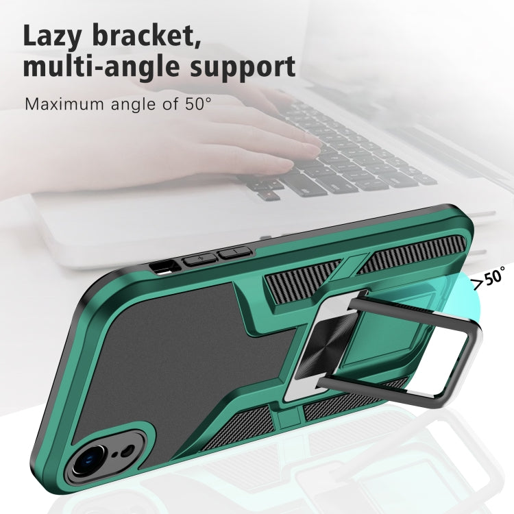 For iPhone XR Armor 2 in 1 PC + TPU Magnetic Shockproof Case with Foldable Holder