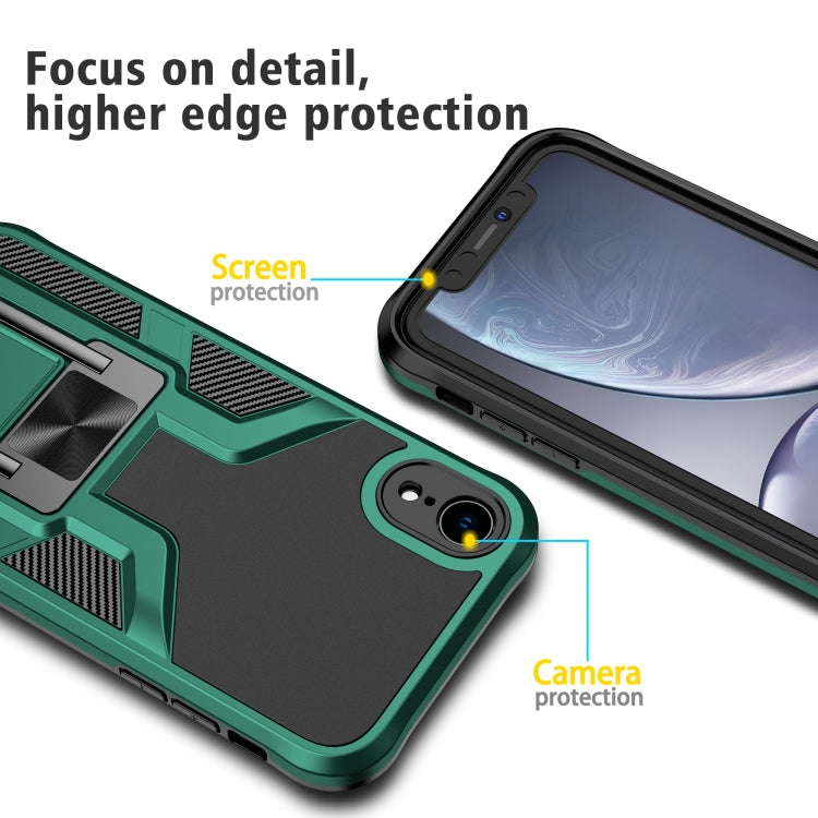 For iPhone XR Armor 2 in 1 PC + TPU Magnetic Shockproof Case with Foldable Holder