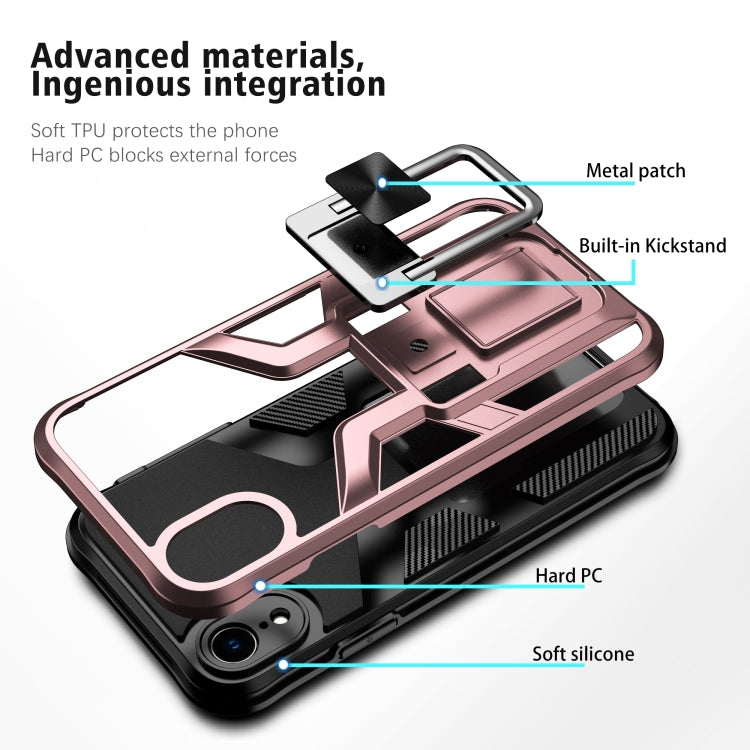 For iPhone XR Armor 2 in 1 PC + TPU Magnetic Shockproof Case with Foldable Holder