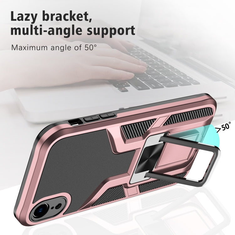 For iPhone XR Armor 2 in 1 PC + TPU Magnetic Shockproof Case with Foldable Holder