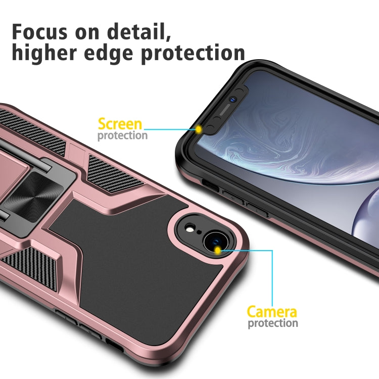 For iPhone XR Armor 2 in 1 PC + TPU Magnetic Shockproof Case with Foldable Holder