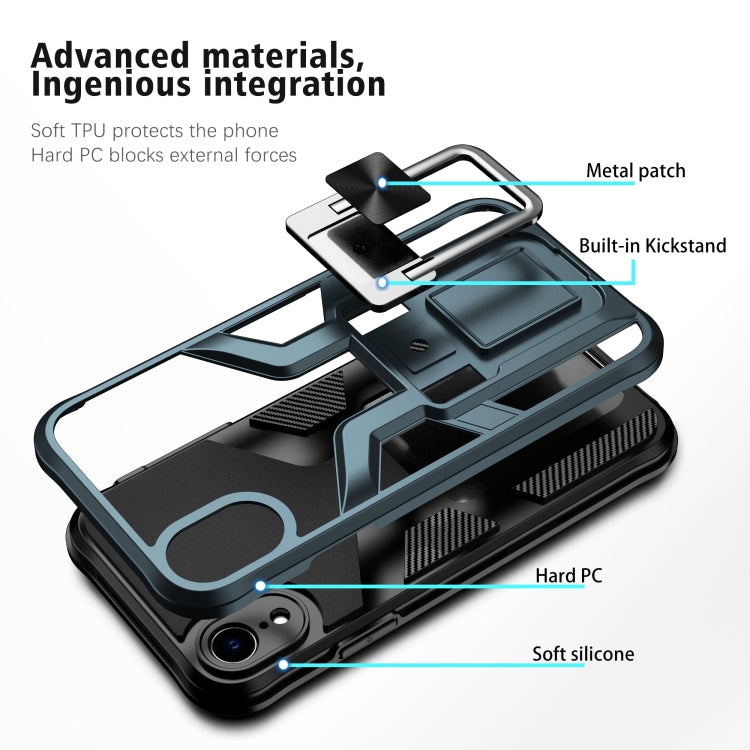 For iPhone XR Armor 2 in 1 PC + TPU Magnetic Shockproof Case with Foldable Holder