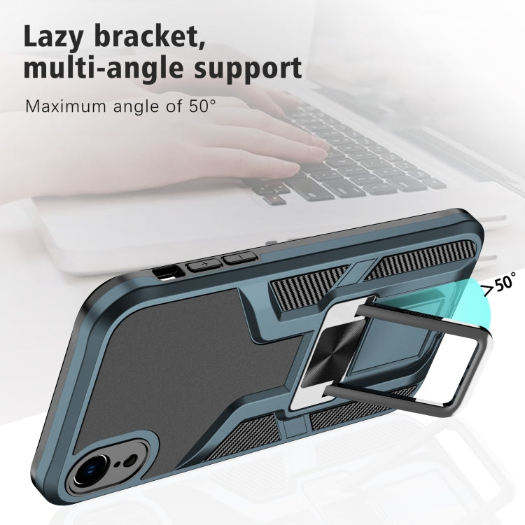 For iPhone XR Armor 2 in 1 PC + TPU Magnetic Shockproof Case with Foldable Holder