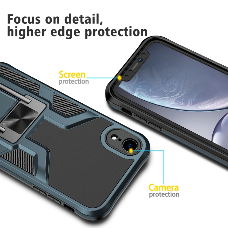 For iPhone XR Armor 2 in 1 PC + TPU Magnetic Shockproof Case with Foldable Holder