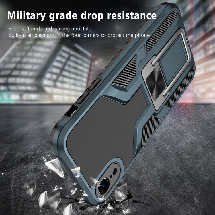 For iPhone XR Armor 2 in 1 PC + TPU Magnetic Shockproof Case with Foldable Holder