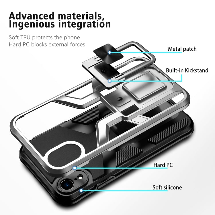 For iPhone XR Armor 2 in 1 PC + TPU Magnetic Shockproof Case with Foldable Holder