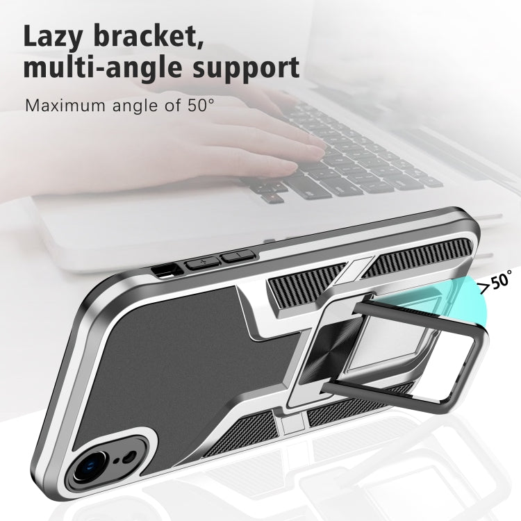 For iPhone XR Armor 2 in 1 PC + TPU Magnetic Shockproof Case with Foldable Holder