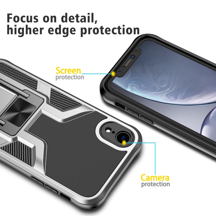 For iPhone XR Armor 2 in 1 PC + TPU Magnetic Shockproof Case with Foldable Holder