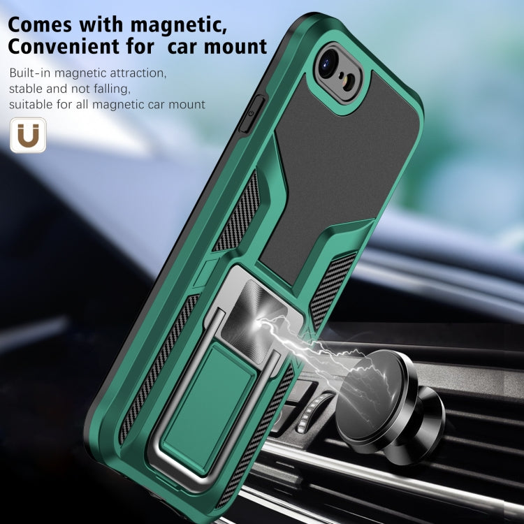 Armor 2 in 1 PC + TPU Magnetic Shockproof Case with Foldable Holder For iPhone 7 / 8