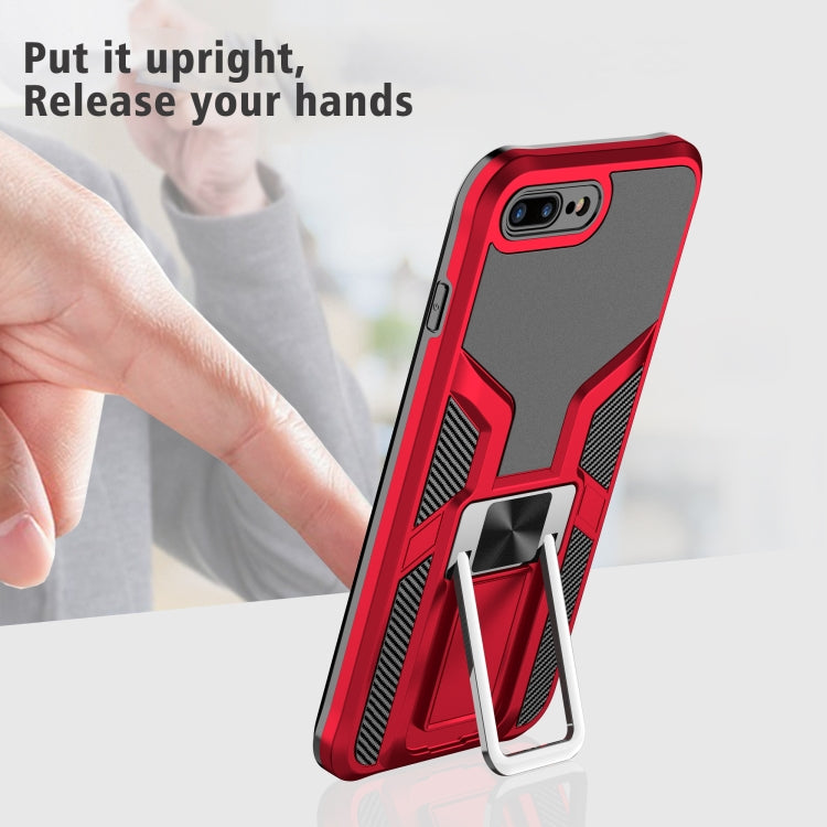 Armor 2 in 1 PC + TPU Magnetic Shockproof Case with Foldable Holder For iPhone 7 Plus / 8 Plus