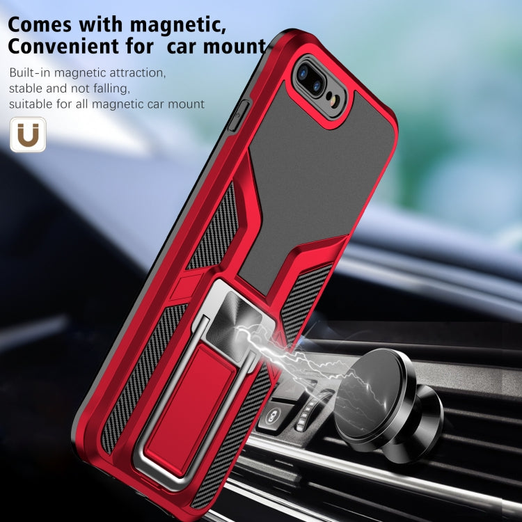 Armor 2 in 1 PC + TPU Magnetic Shockproof Case with Foldable Holder For iPhone 7 Plus / 8 Plus